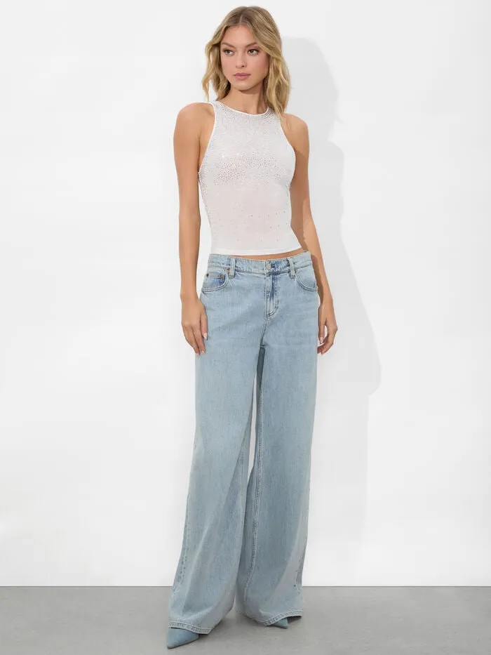 Alice Olivia TOPS WOMEN PANIA EMBELLISHED TOP Off Whiteandcrystal
