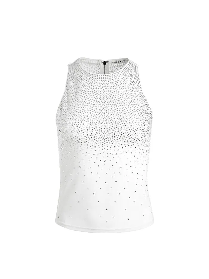Alice Olivia TOPS WOMEN PANIA EMBELLISHED TOP Off Whiteandcrystal