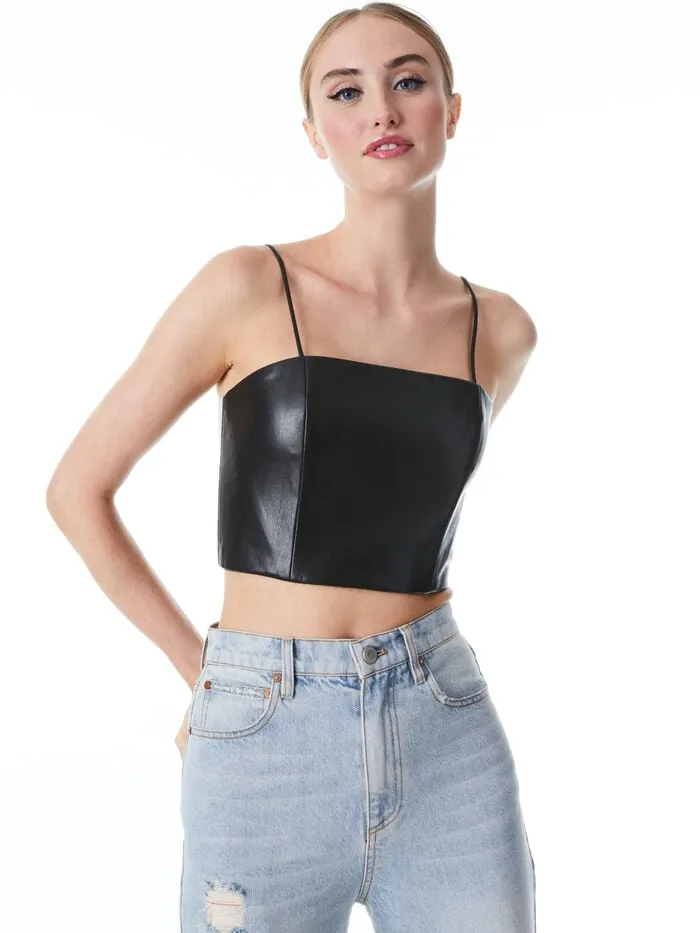 Alice Olivia TOPS WOMEN PEARLE VEGAN BUSTIER Black