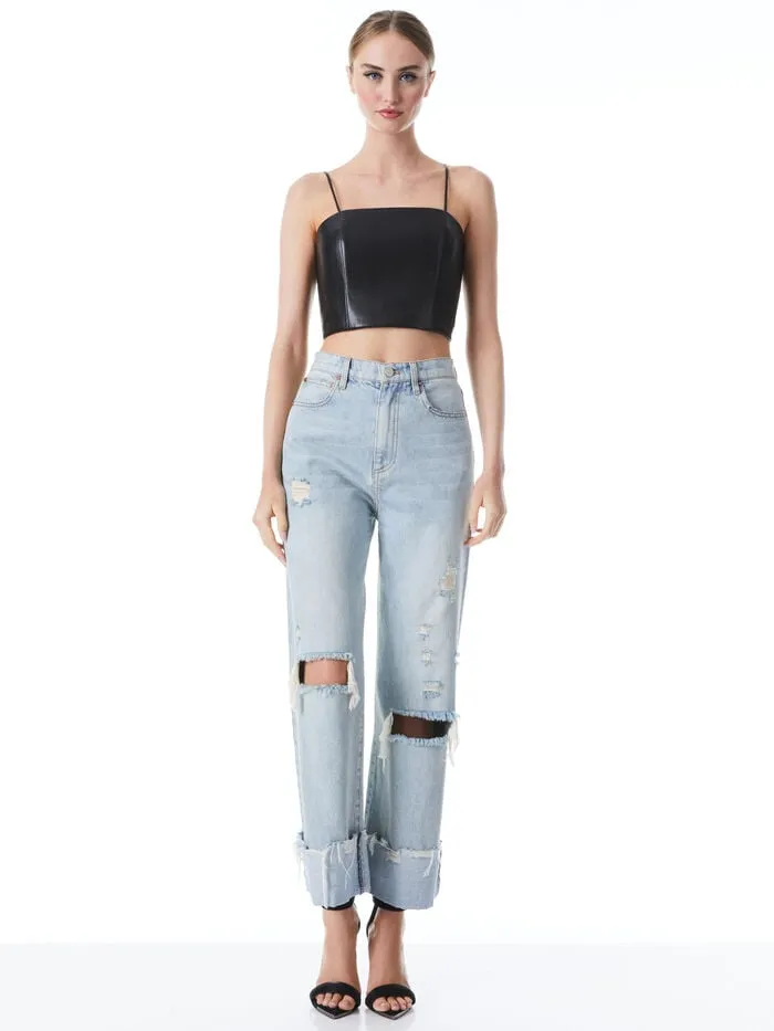 Alice Olivia TOPS WOMEN PEARLE VEGAN BUSTIER Black