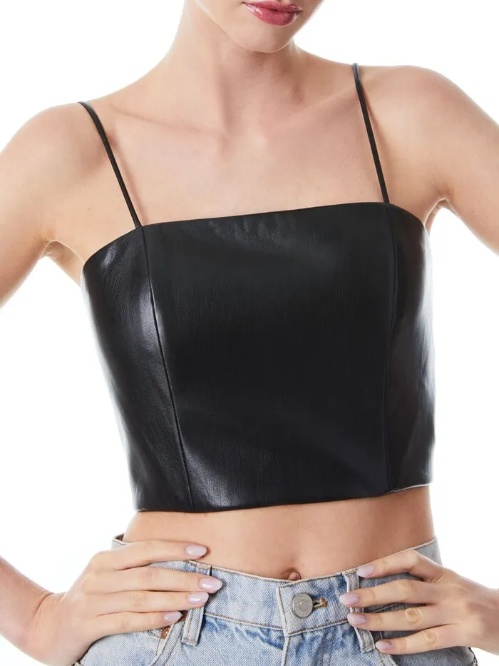 Alice Olivia TOPS WOMEN PEARLE VEGAN BUSTIER Black