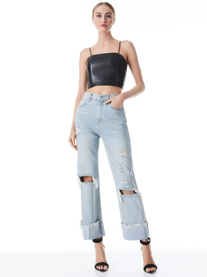 Alice Olivia TOPS WOMEN PEARLE VEGAN BUSTIER Black