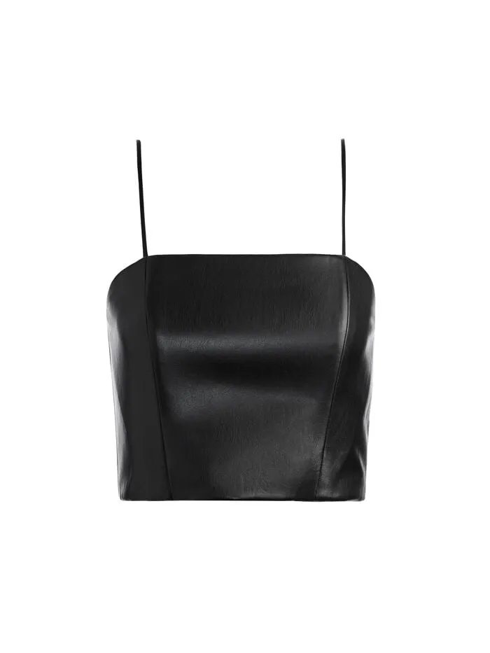 Alice Olivia TOPS WOMEN PEARLE VEGAN BUSTIER Black