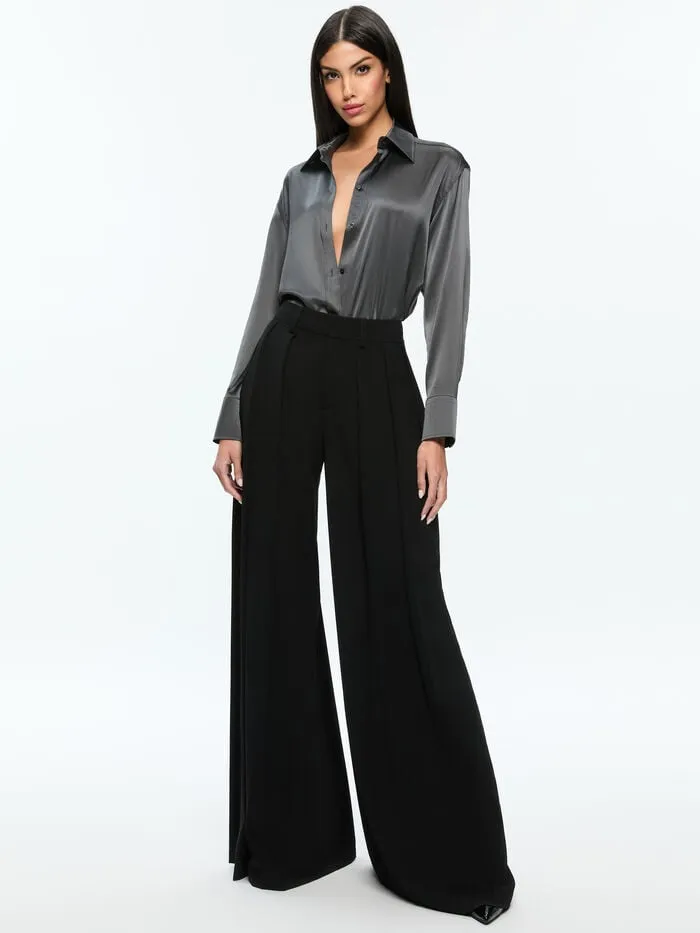 Alice Olivia TOPS WOMEN PERFECT BUTTON DOWN Charcoal
