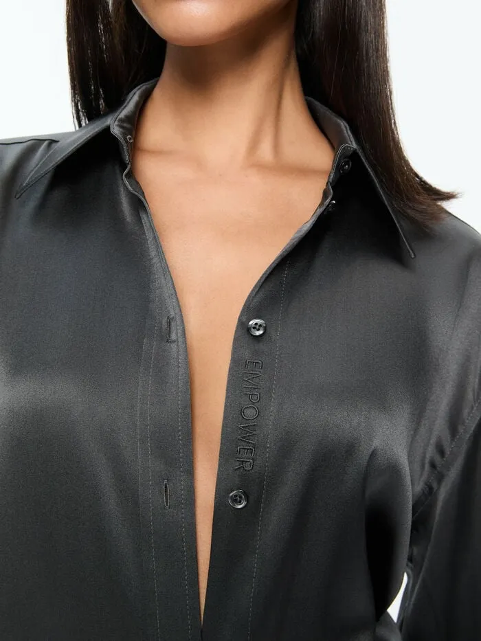 Alice Olivia TOPS WOMEN PERFECT BUTTON DOWN Charcoal