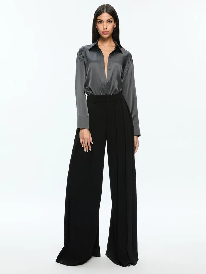 Alice Olivia TOPS WOMEN PERFECT BUTTON DOWN Charcoal
