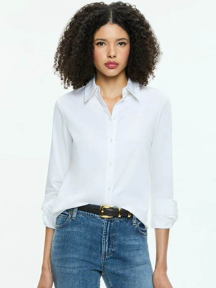 Alice Olivia TOPS WOMEN PERFECT BUTTON DOWN Off White