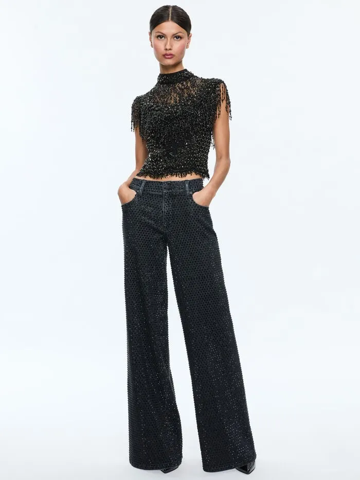 Alice Olivia TOPS WOMEN PRIA EMBELLISHED TOP Black