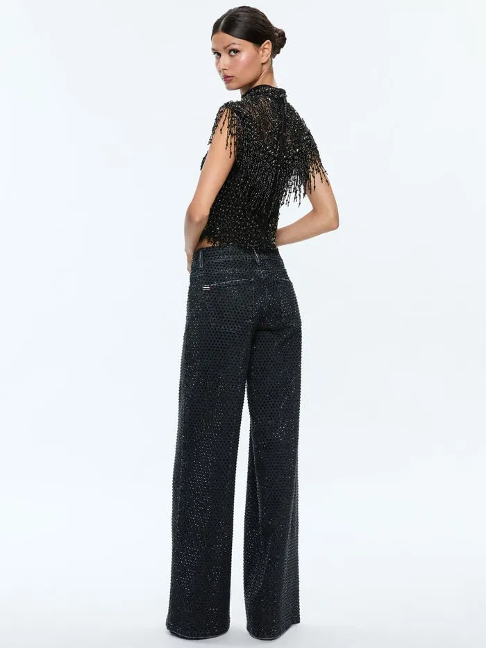 Alice Olivia TOPS WOMEN PRIA EMBELLISHED TOP Black
