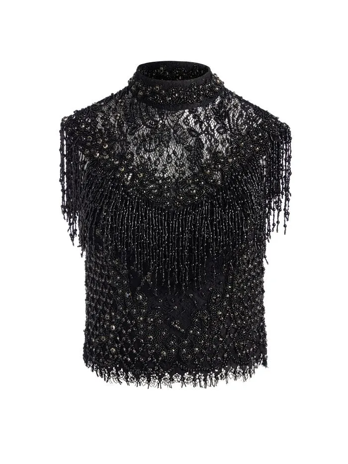 Alice Olivia TOPS WOMEN PRIA EMBELLISHED TOP Black