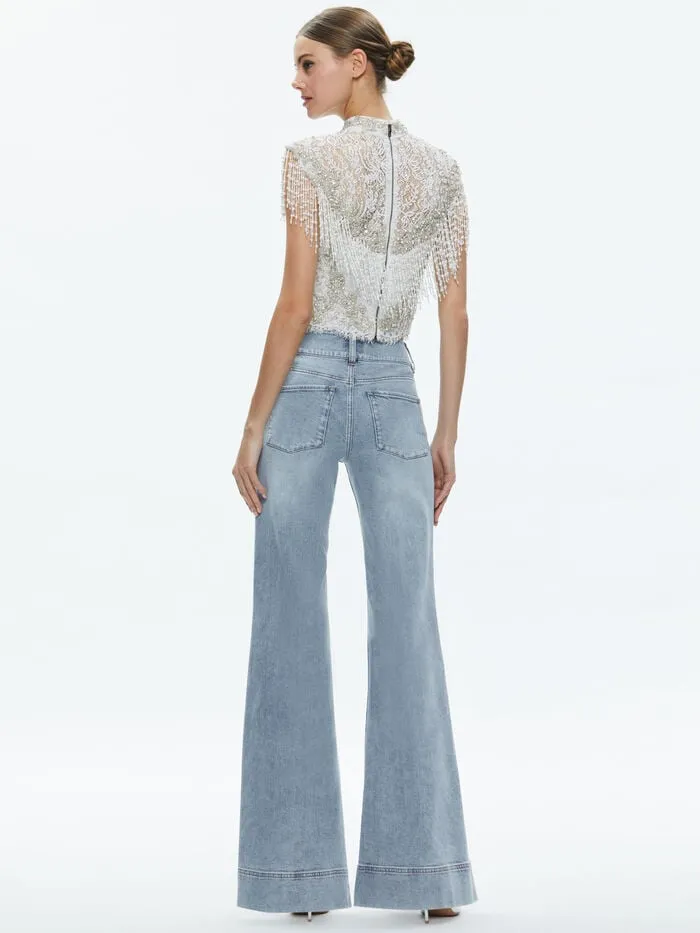 Alice Olivia TOPS WOMEN PRIA EMBELLISHED TOP Off White