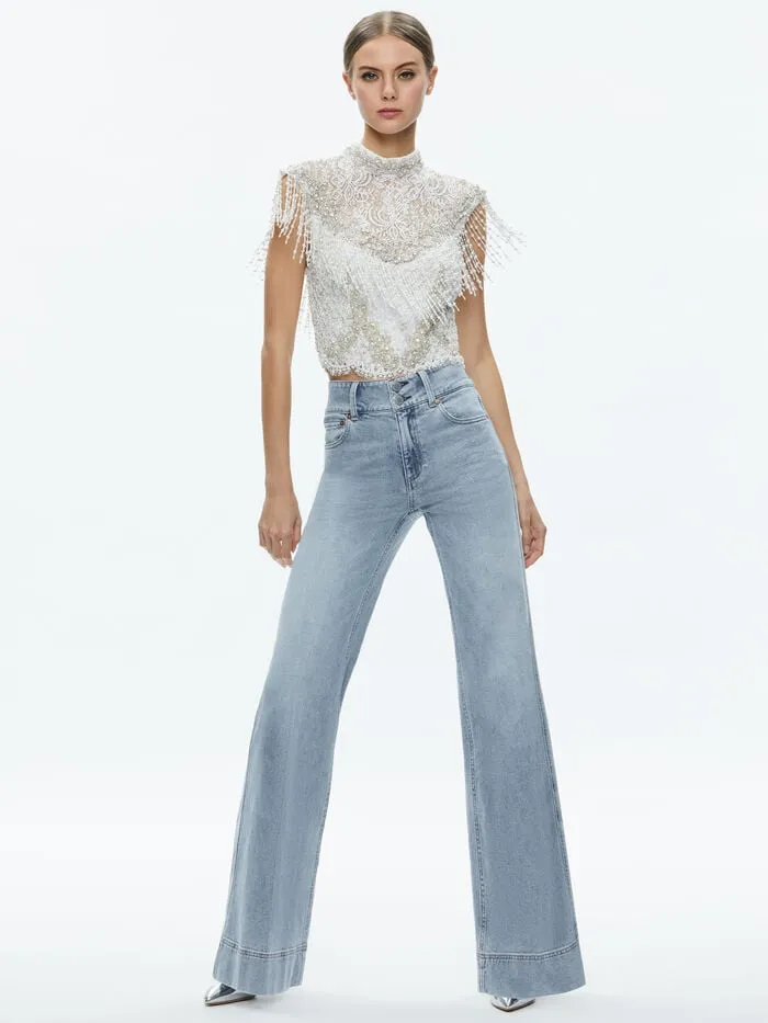 Alice Olivia TOPS WOMEN PRIA EMBELLISHED TOP Off White