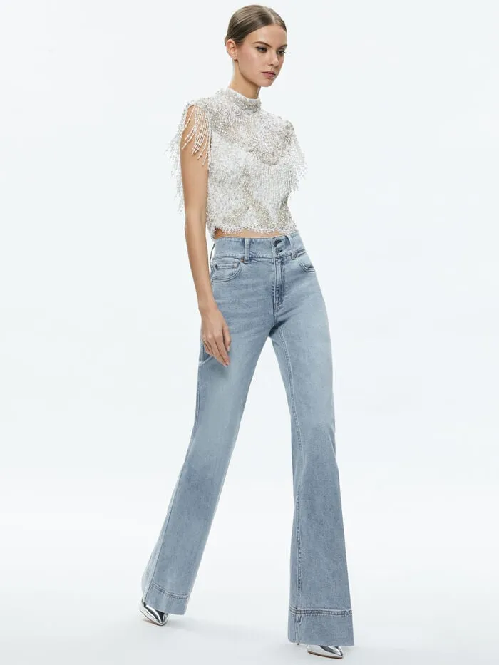 Alice Olivia TOPS WOMEN PRIA EMBELLISHED TOP Off White