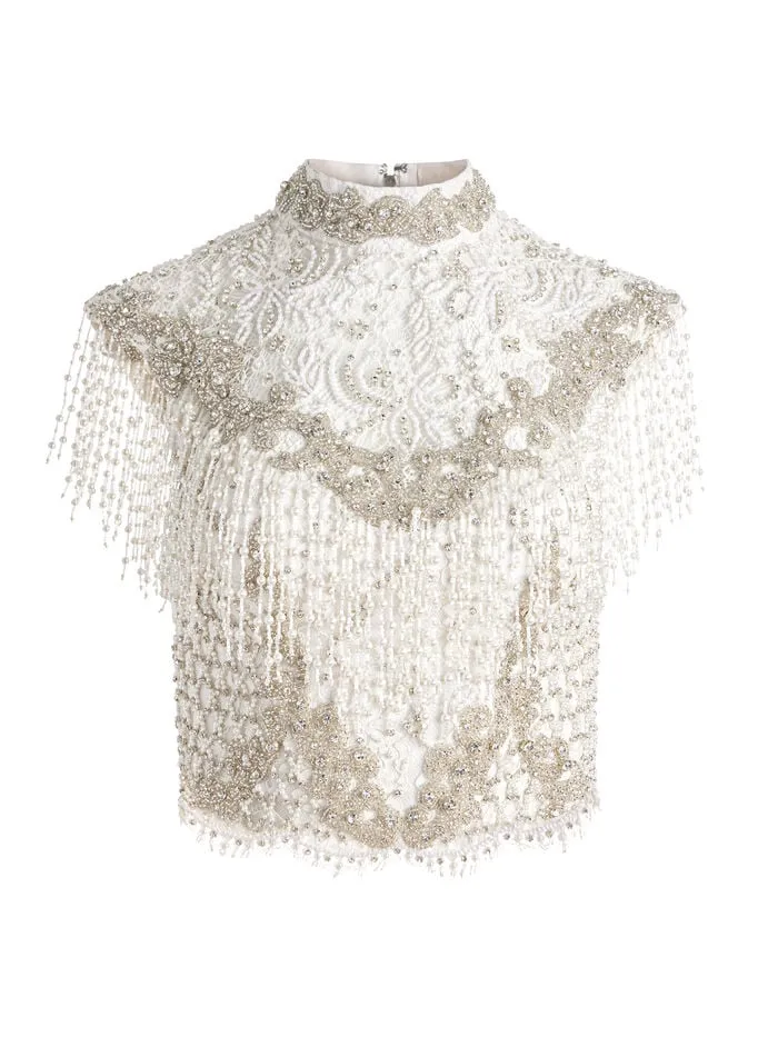Alice Olivia TOPS WOMEN PRIA EMBELLISHED TOP Off White