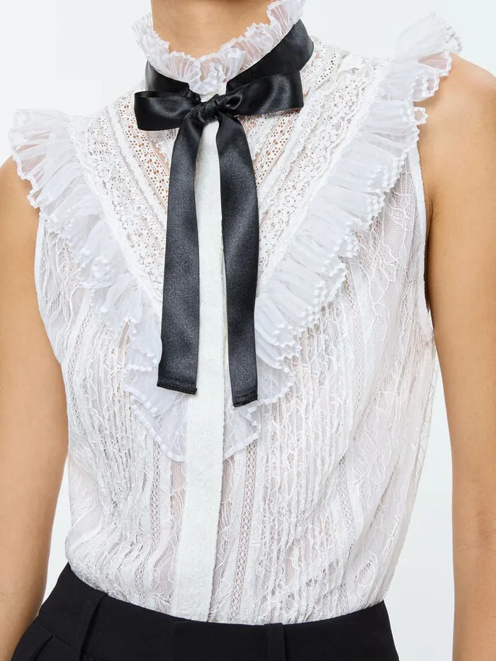 Alice Olivia TOPS WOMEN RHEBA LACE BLOUSE Off White