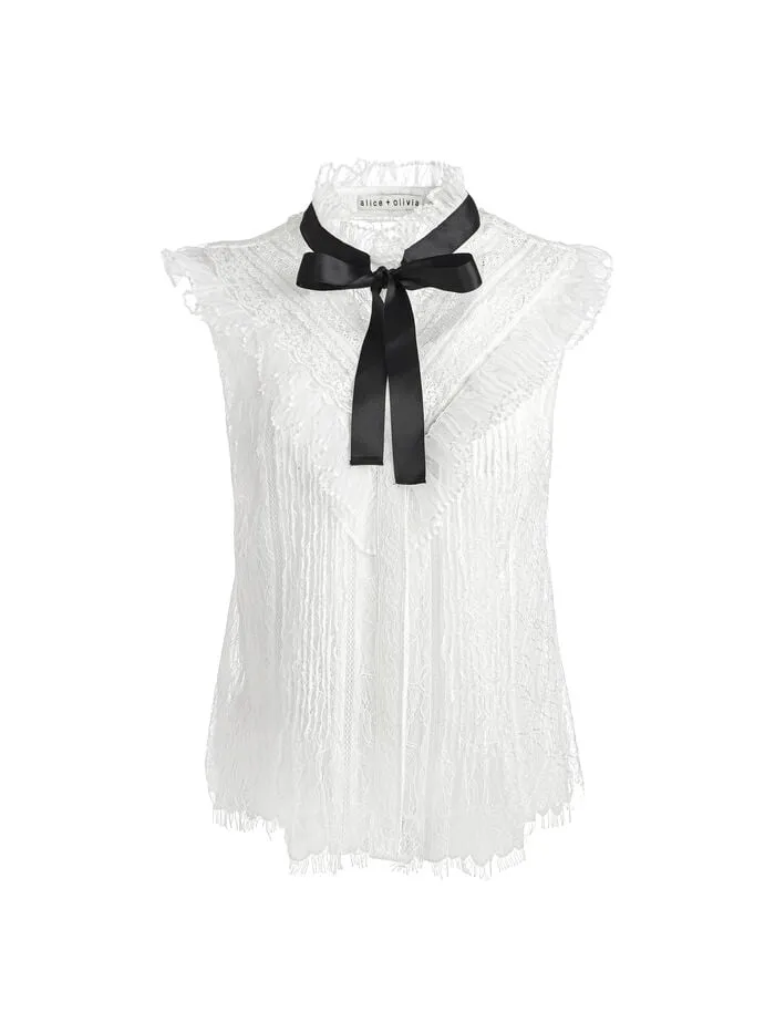 Alice Olivia TOPS WOMEN RHEBA LACE BLOUSE Off White