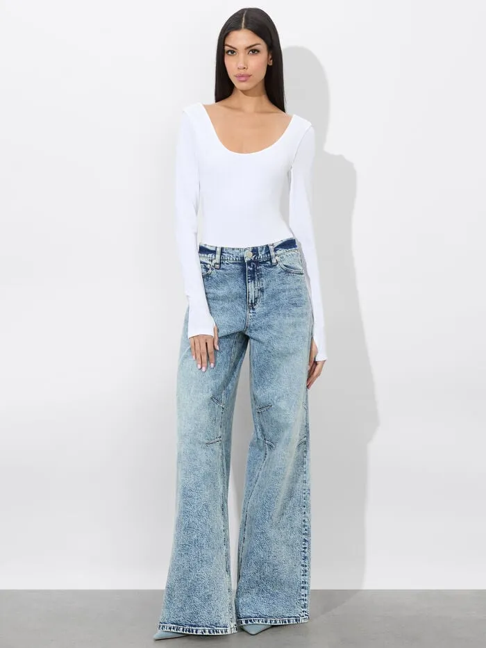 Alice Olivia TOPS WOMEN RHYS BALLET BODYSUIT Off White