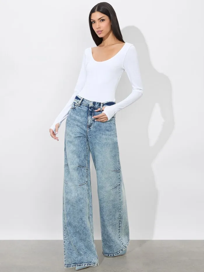 Alice Olivia TOPS WOMEN RHYS BALLET BODYSUIT Off White