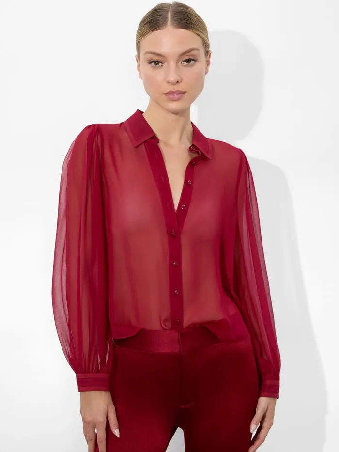 Alice Olivia TOPS WOMEN ROANNE BUTTON DOWN Garnet