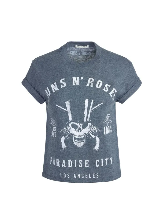 Alice Olivia TOPS WOMEN SHIRA TEE Charcoalandwhite
