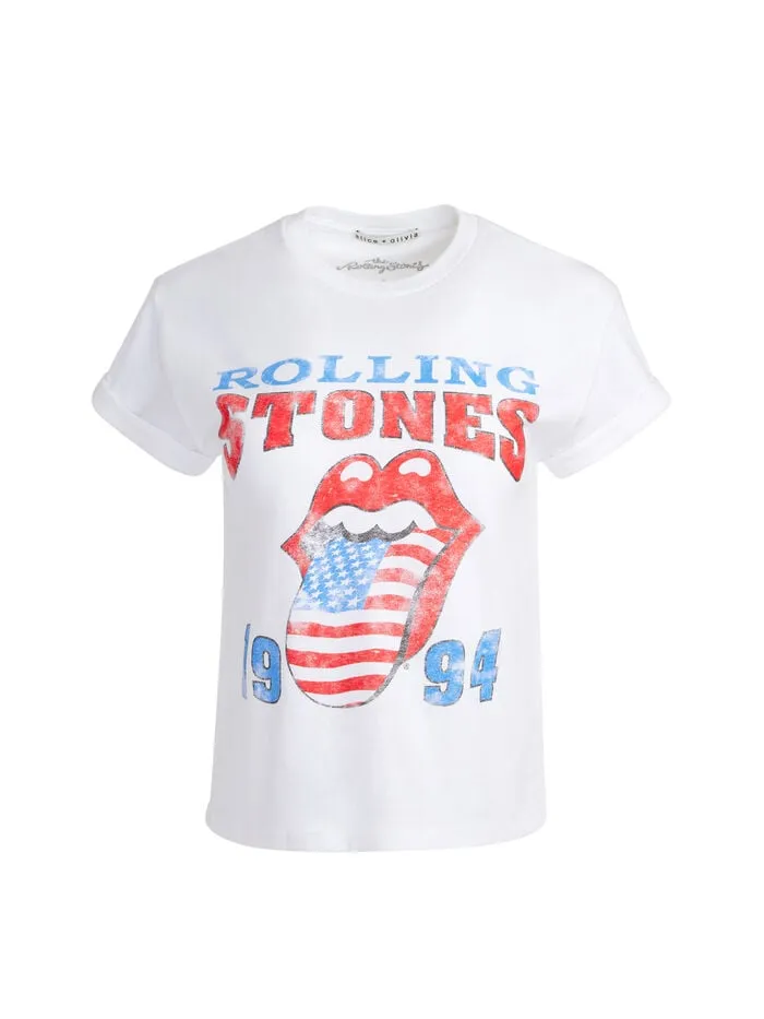 Alice Olivia TOPS WOMEN SHIRA TEE Whiteandmulti