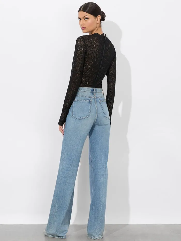 Alice Olivia TOPS WOMEN TAEYN LACE BODYSUIT Black