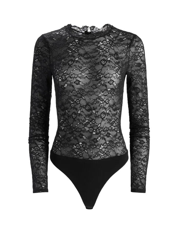 Alice Olivia TOPS WOMEN TAEYN LACE BODYSUIT Black