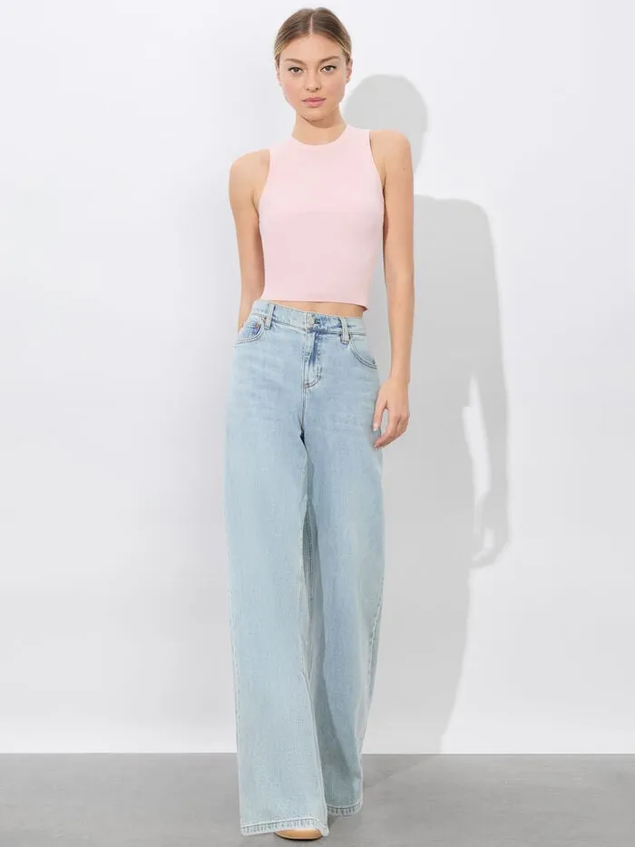 Alice Olivia TOPS WOMEN TONITA RIBBED TANK Shell Pink
