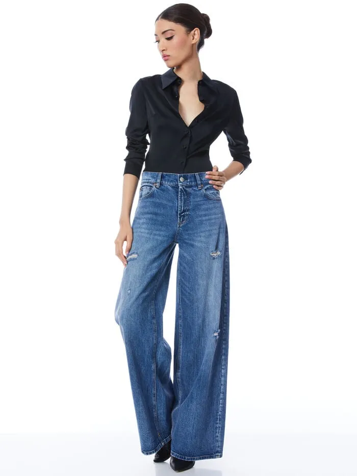 Alice Olivia TOPS WOMEN WILLA FITTED TOP Black