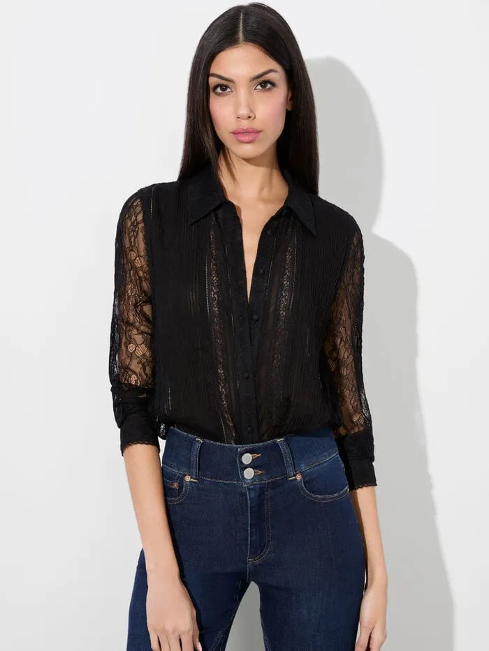 Alice Olivia TOPS WOMEN WILLA LACE TOP Black