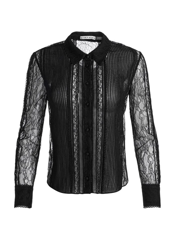 Alice Olivia TOPS WOMEN WILLA LACE TOP Black