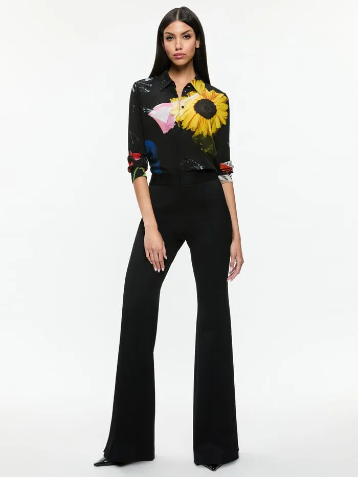 Alice Olivia TOPS WOMEN WILLA PLACKET TOP Azalea Floral