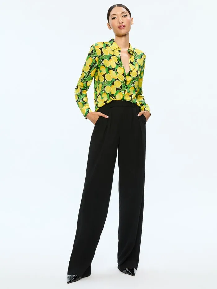 Alice Olivia TOPS WOMEN WILLA PLACKET TOP Lemon Tree