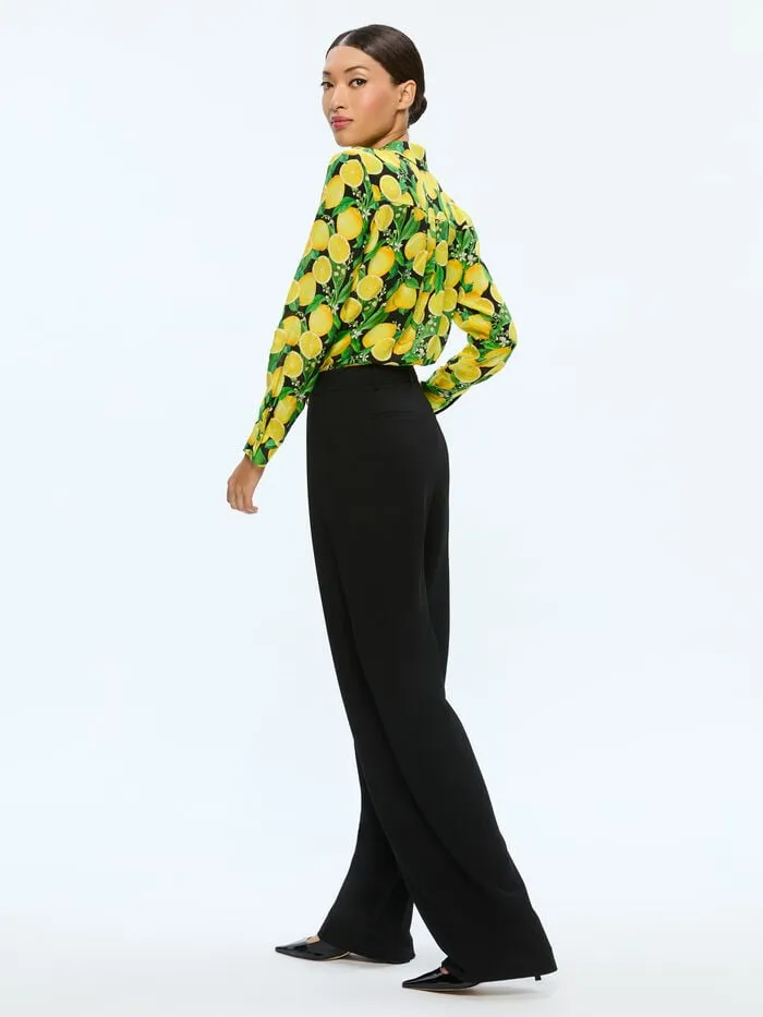 Alice Olivia TOPS WOMEN WILLA PLACKET TOP Lemon Tree