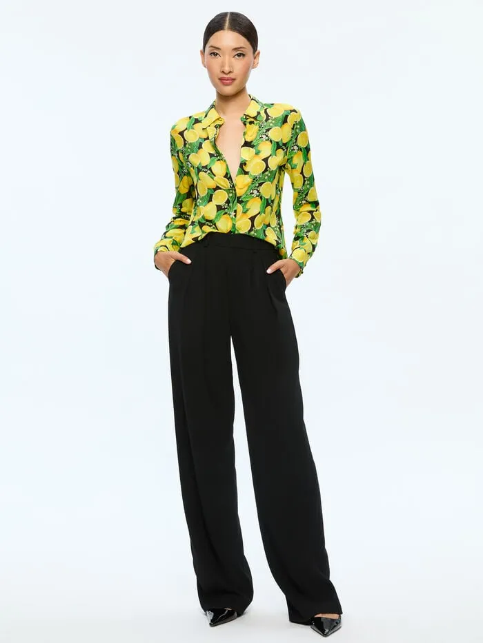 Alice Olivia TOPS WOMEN WILLA PLACKET TOP Lemon Tree