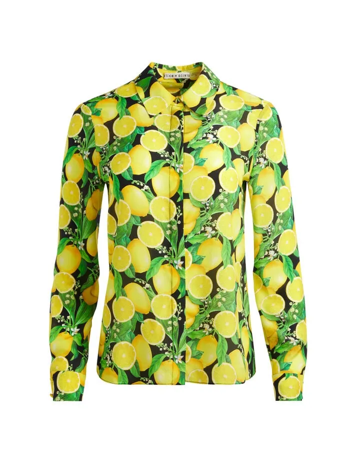 Alice Olivia TOPS WOMEN WILLA PLACKET TOP Lemon Tree