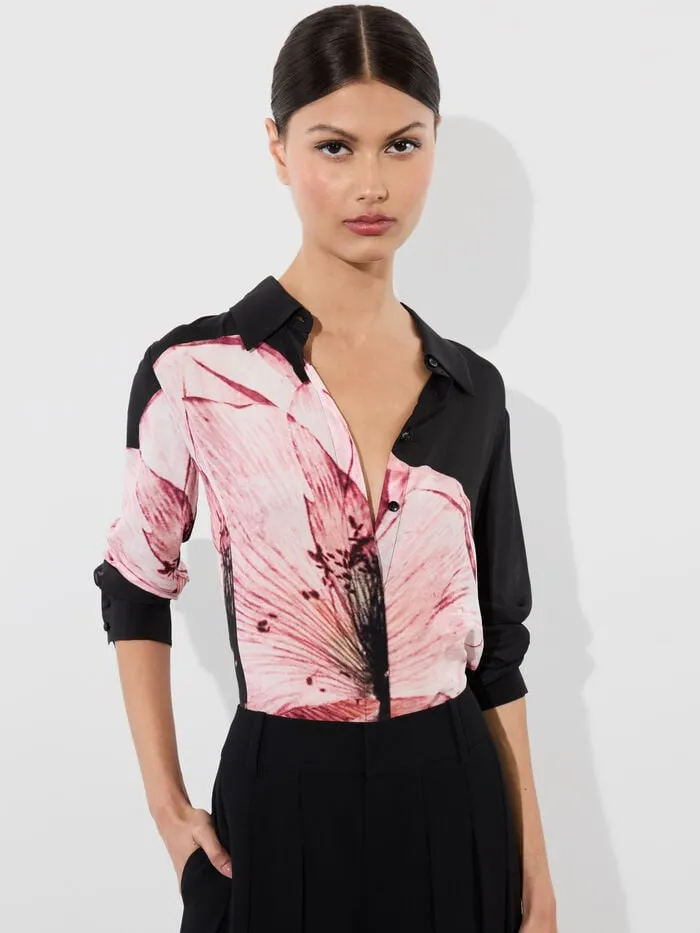 Alice Olivia TOPS WOMEN WILLA PLACKET TOP Luna Floral