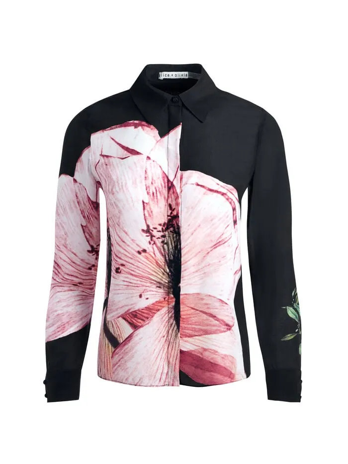 Alice Olivia TOPS WOMEN WILLA PLACKET TOP Luna Floral