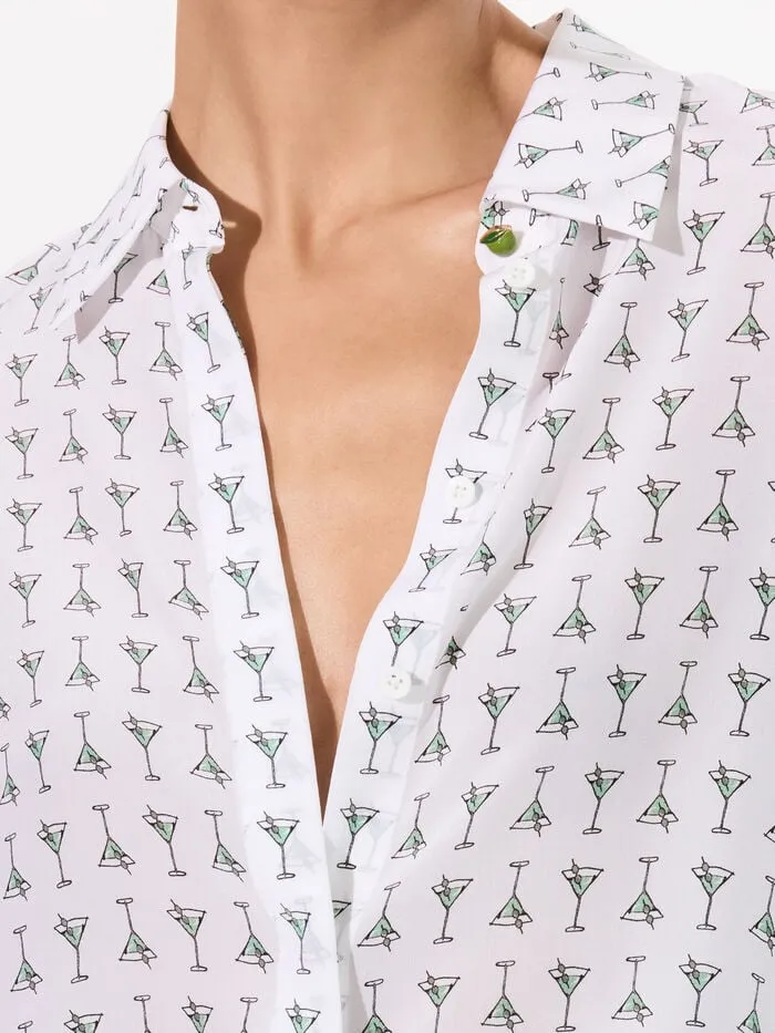 Alice Olivia TOPS WOMEN WILLA PLACKET TOP Martini Chic Off White