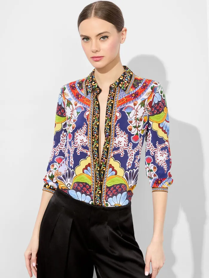 Alice Olivia TOPS WOMEN WILLA PLACKET TOP On The Road