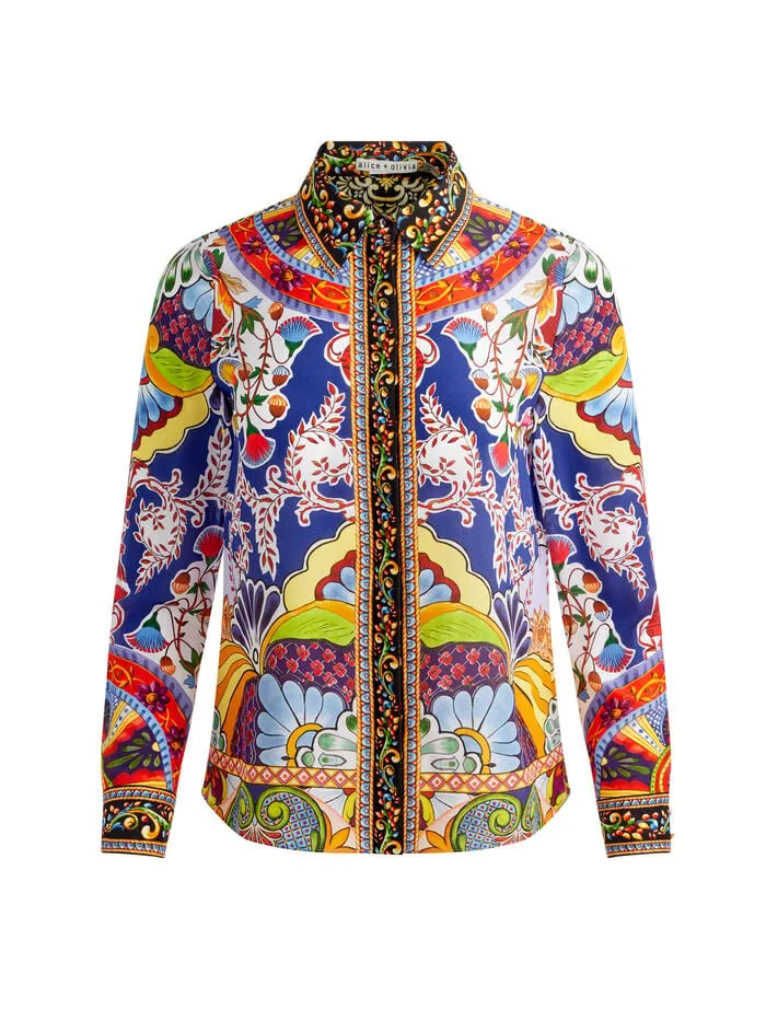 Alice Olivia TOPS WOMEN WILLA PLACKET TOP On The Road