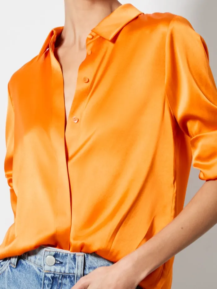 Alice Olivia TOPS WOMEN WILLA PLACKET TOP Orange Blaze