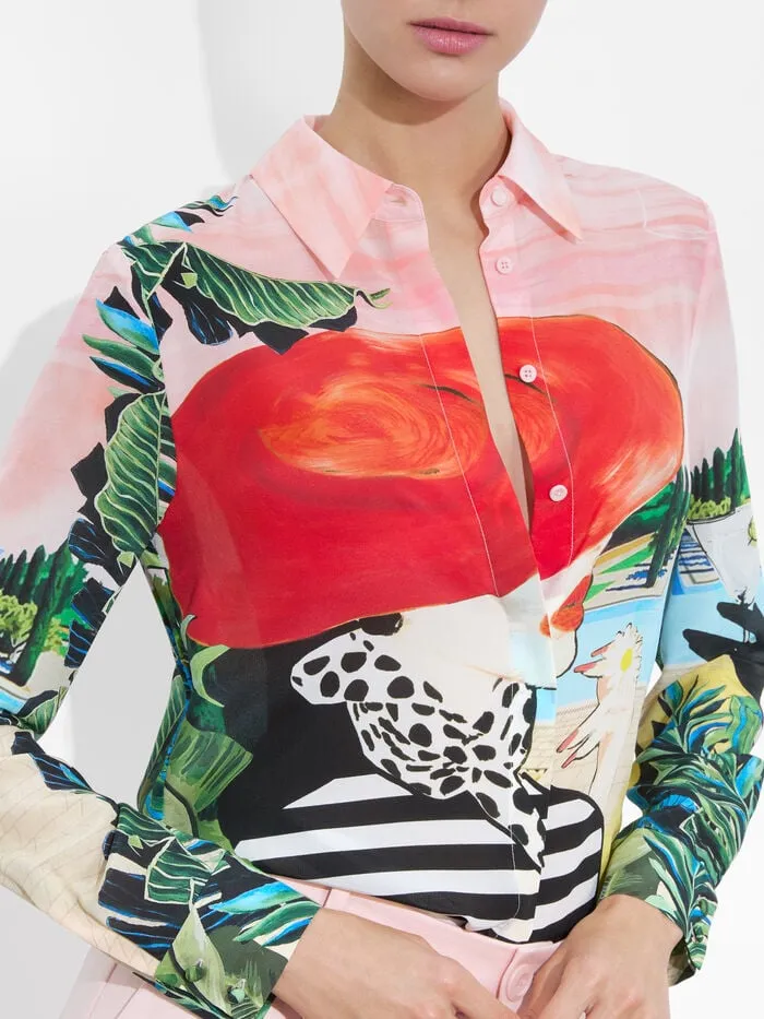 Alice Olivia TOPS WOMEN WILLA PLACKET TOP Palm Beach