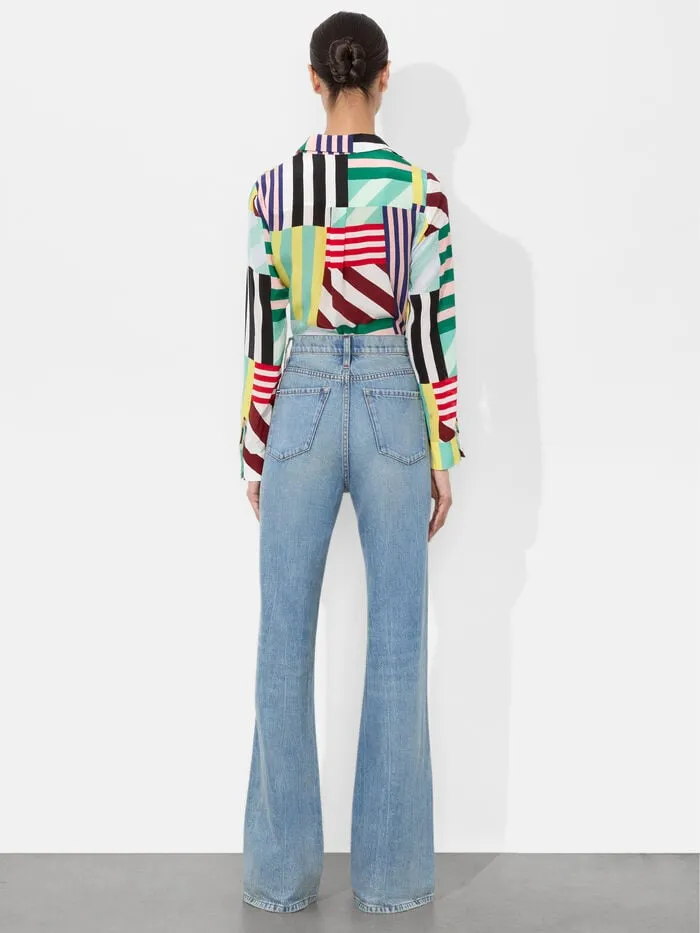 Alice Olivia TOPS WOMEN WILLA PLACKET TOP Sorbet Stripe