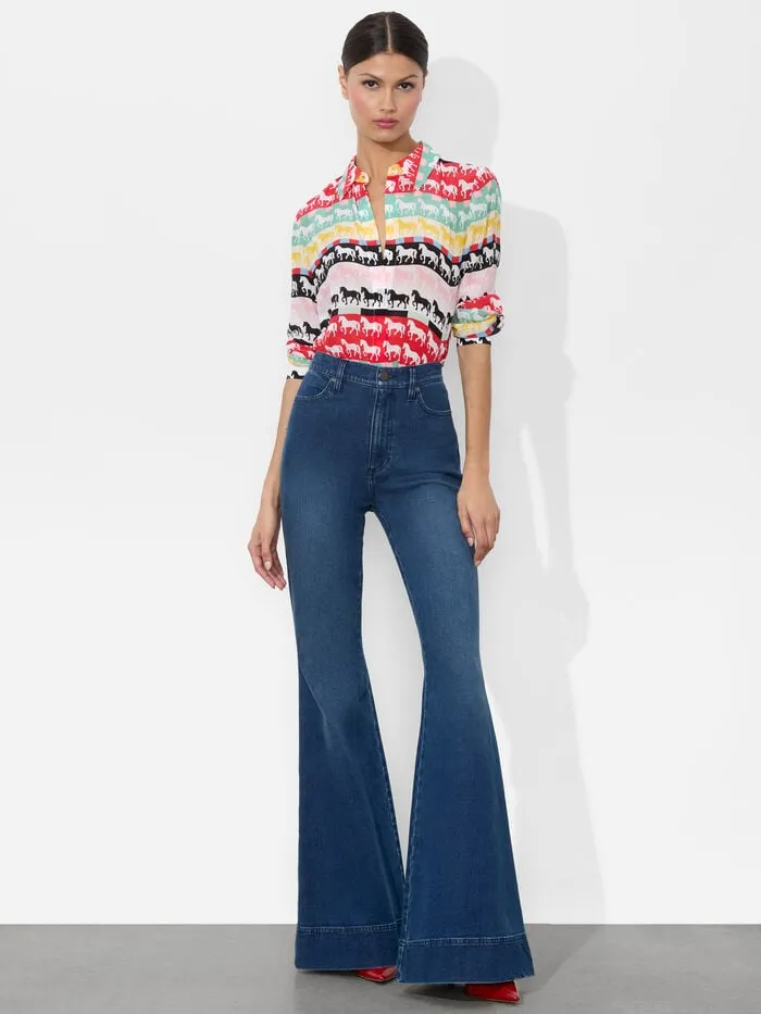 Alice Olivia TOPS WOMEN WILLA PLACKET TOP Stallion