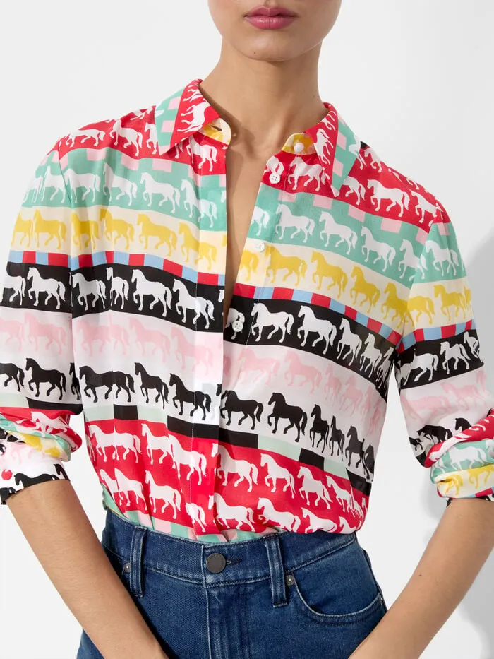 Alice Olivia TOPS WOMEN WILLA PLACKET TOP Stallion