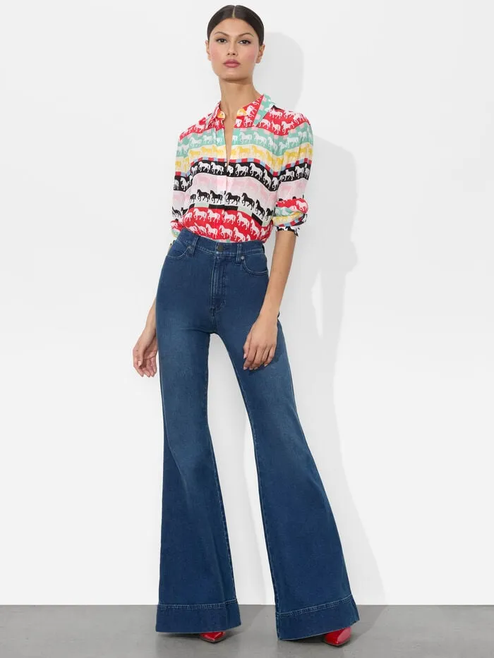 Alice Olivia TOPS WOMEN WILLA PLACKET TOP Stallion