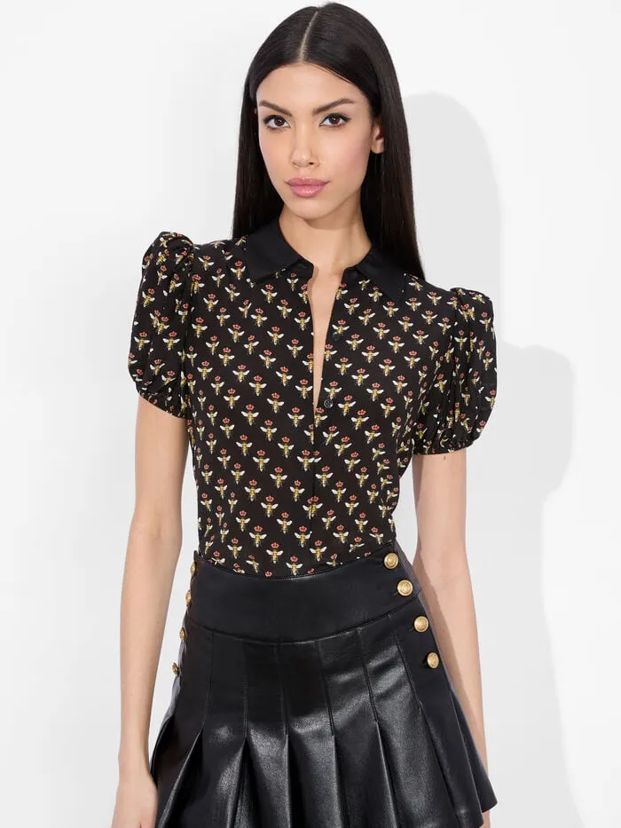 Alice Olivia TOPS WOMEN WILLA PUFF SLEEVE BLOUSE Queen Bee