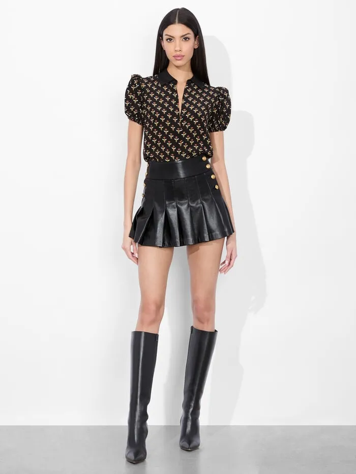 Alice Olivia TOPS WOMEN WILLA PUFF SLEEVE BLOUSE Queen Bee
