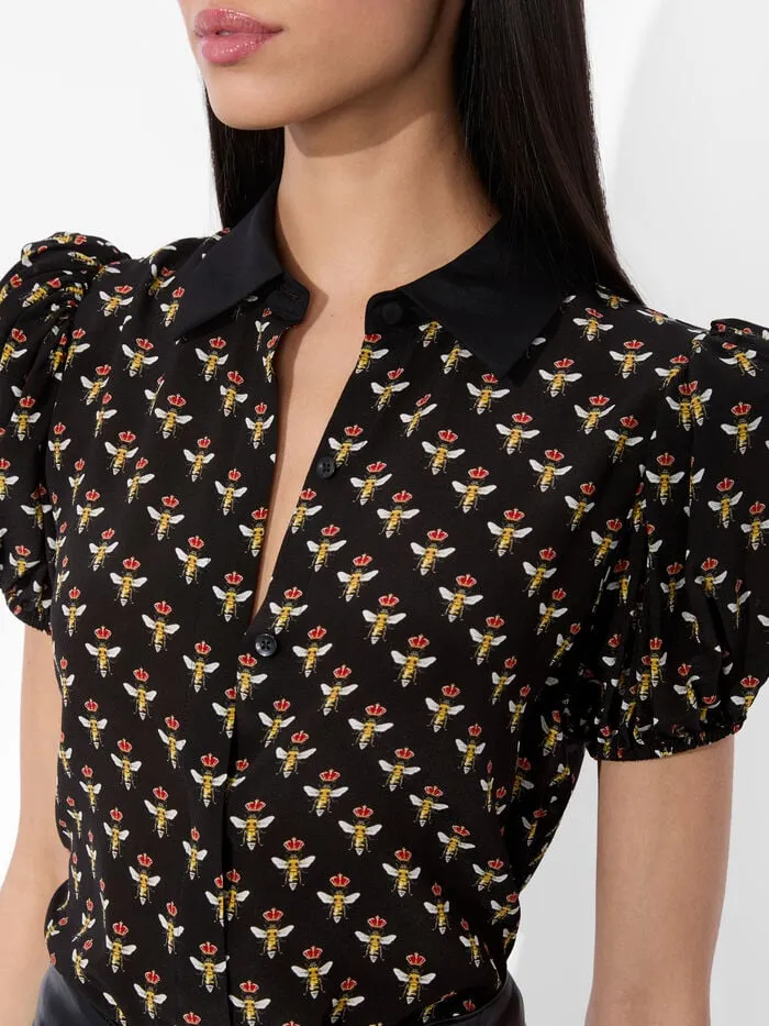 Alice Olivia TOPS WOMEN WILLA PUFF SLEEVE BLOUSE Queen Bee